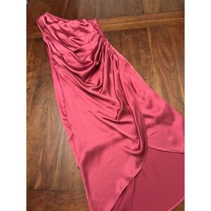 Rachel‎ Zoe Long Formal Dress Satin Pink One Shoulder  Dress Size 8